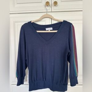 Michael Stars Navy Sweater with rainbow stud Sleeve